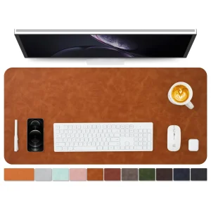 Distressed Leather Desk Mat NonSlip PU Desk Pad for Office and Home Desk Or...