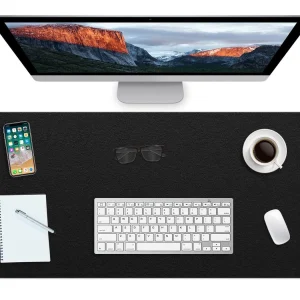 Extra Large Leather Desk Pad Suede Base Waterproof PVC Black 24x36 Inch